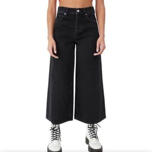 Free People We The Free Landry Wide Leg Black Cropped Jeans Size 31